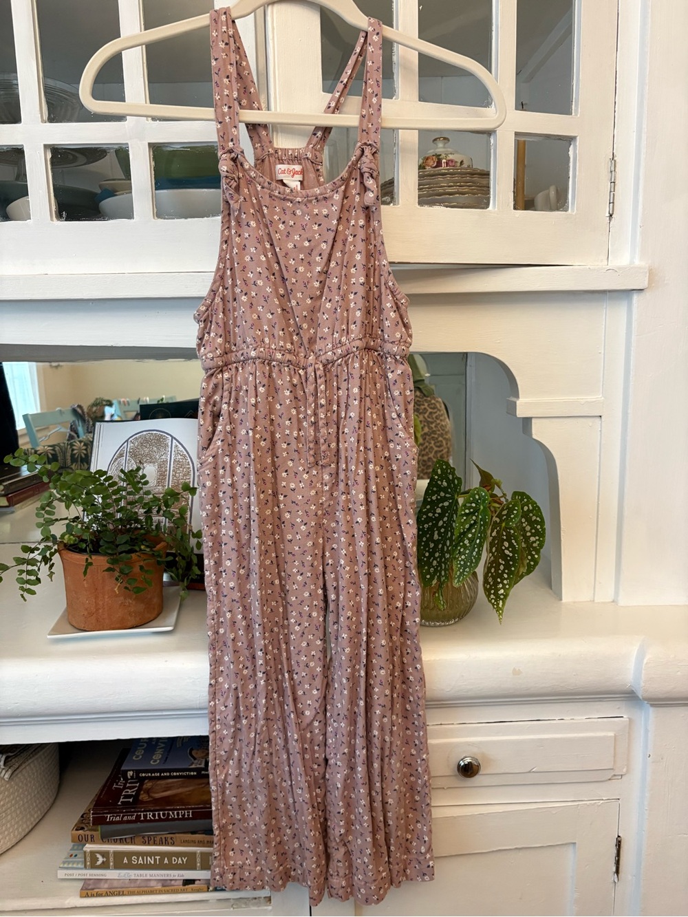 Cat & Jack Mauve Floral Strap Jumpsuit